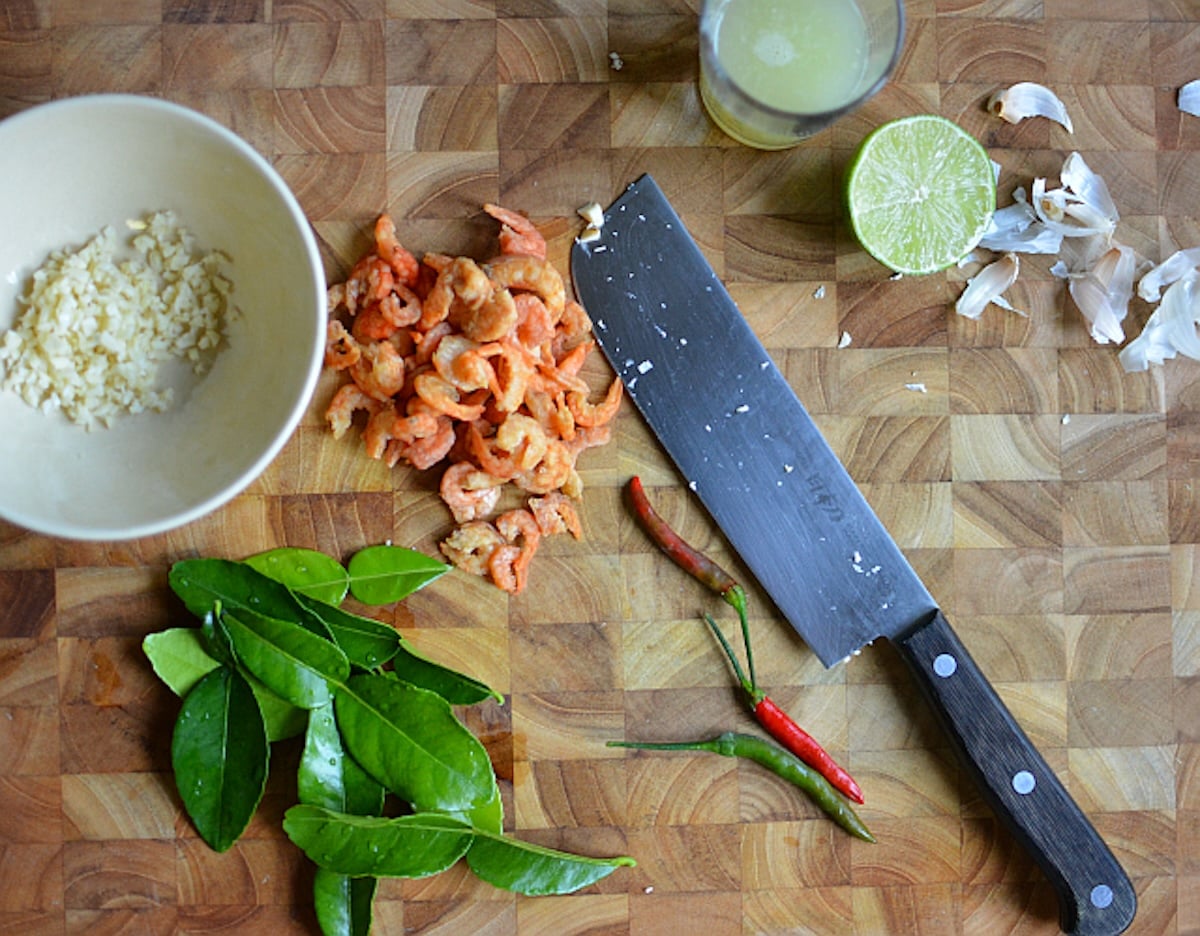 thai-style watermelon salad prep