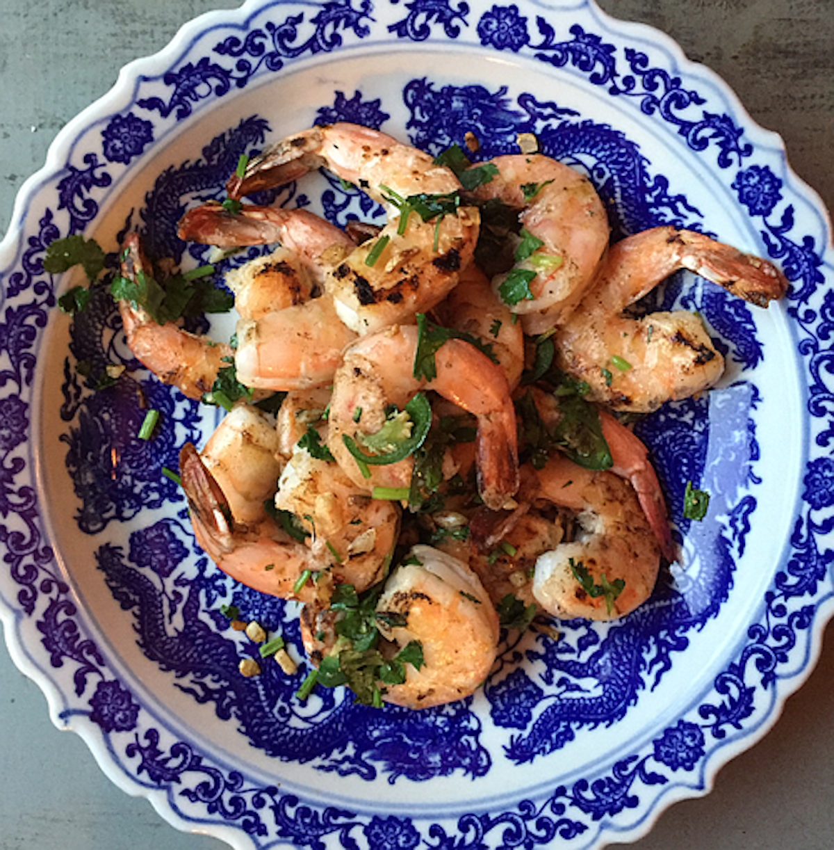 wok seared shrimp with garlic and chile