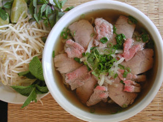 Beef pho noodle soup