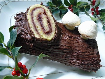 Yule Log Christmas Cake, Buche de Noel