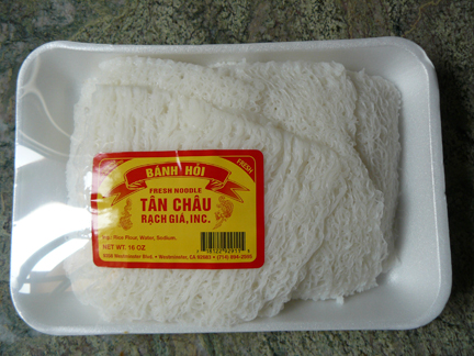Banh hoi Vietnamese rice noodles packaged from market