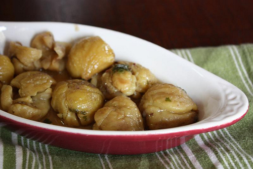 Holiday Chestnuts simmered in butter and cilantro