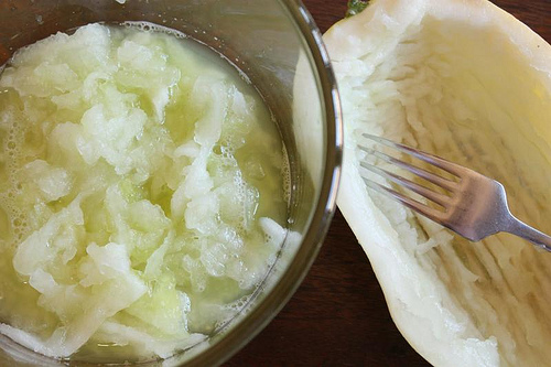 Scraped flesh from Hmong cucumber