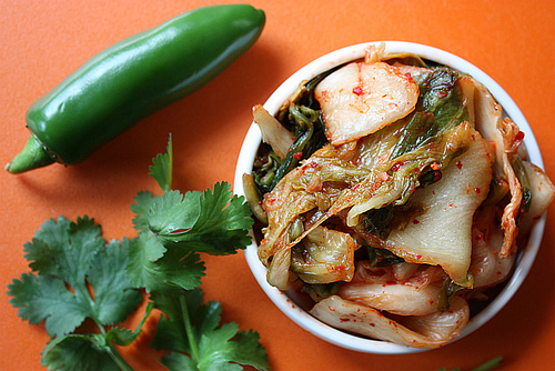 Jalapeno, kimchi, and cilantro