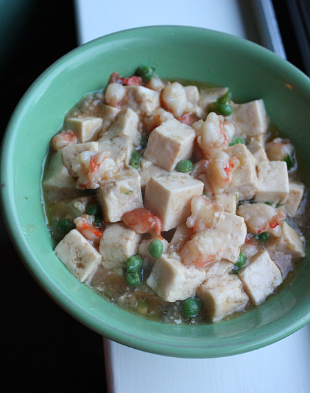 Asian Tofu: tofu with shrimp and peas recipe