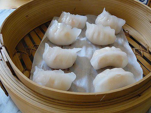 Homemade har gow (shrimp) dumplings
