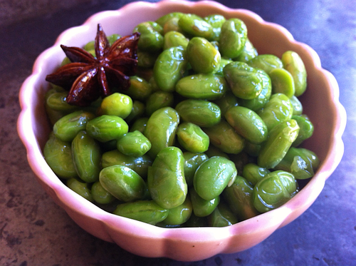 Chilled edamame and star anise