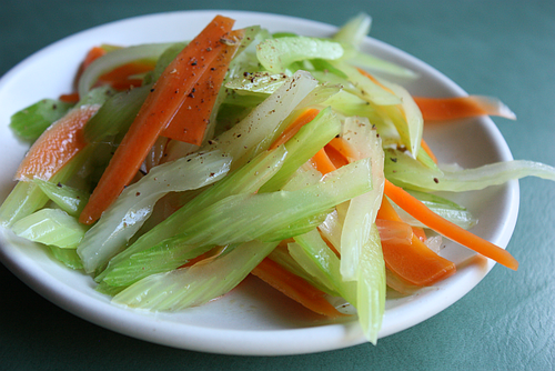 Celery and carrot in sesame oil