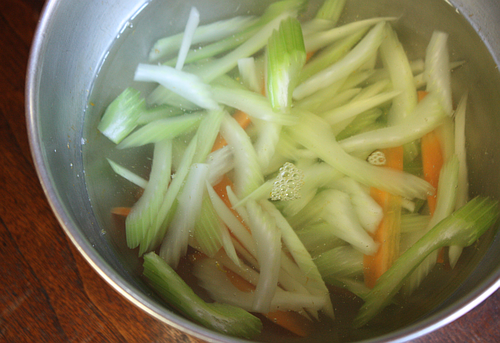 Celery and carrot soaking