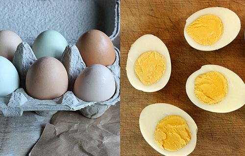 Hard-boiled egg collage