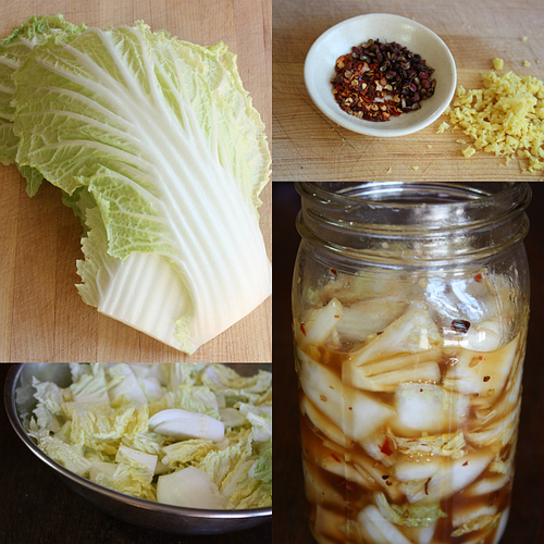 Hot and sour napa cabbage collage