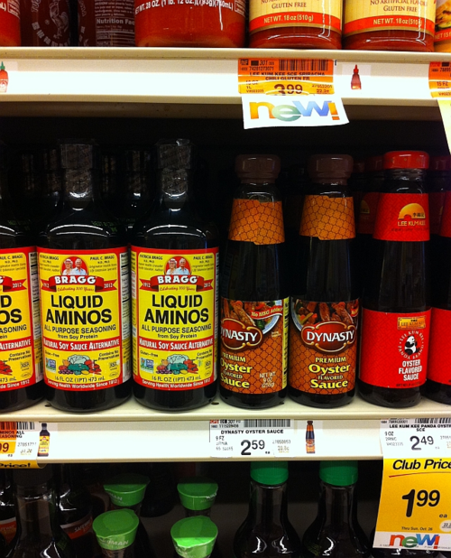 What's in the Asian food aisle at Safeway. Yes, Bragg's is there.