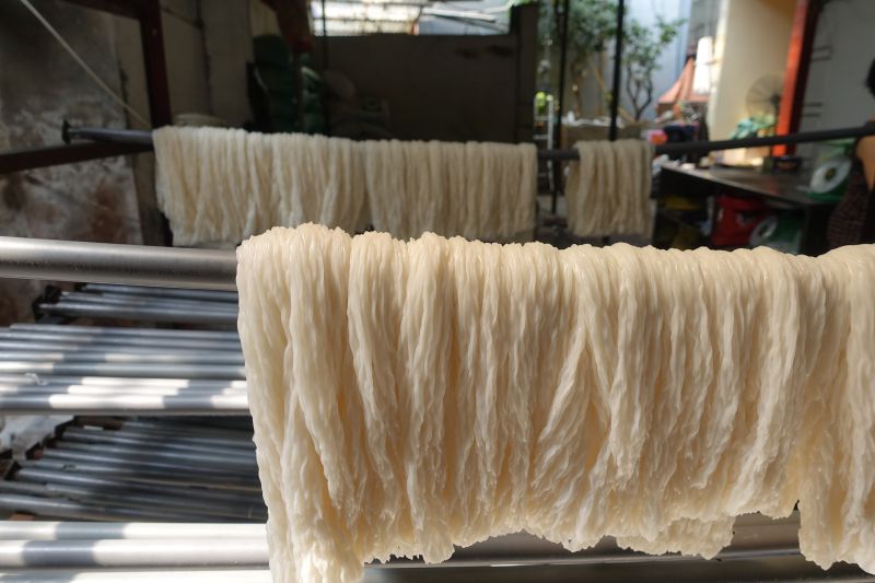 Fresh pho noodles in Vietnam.