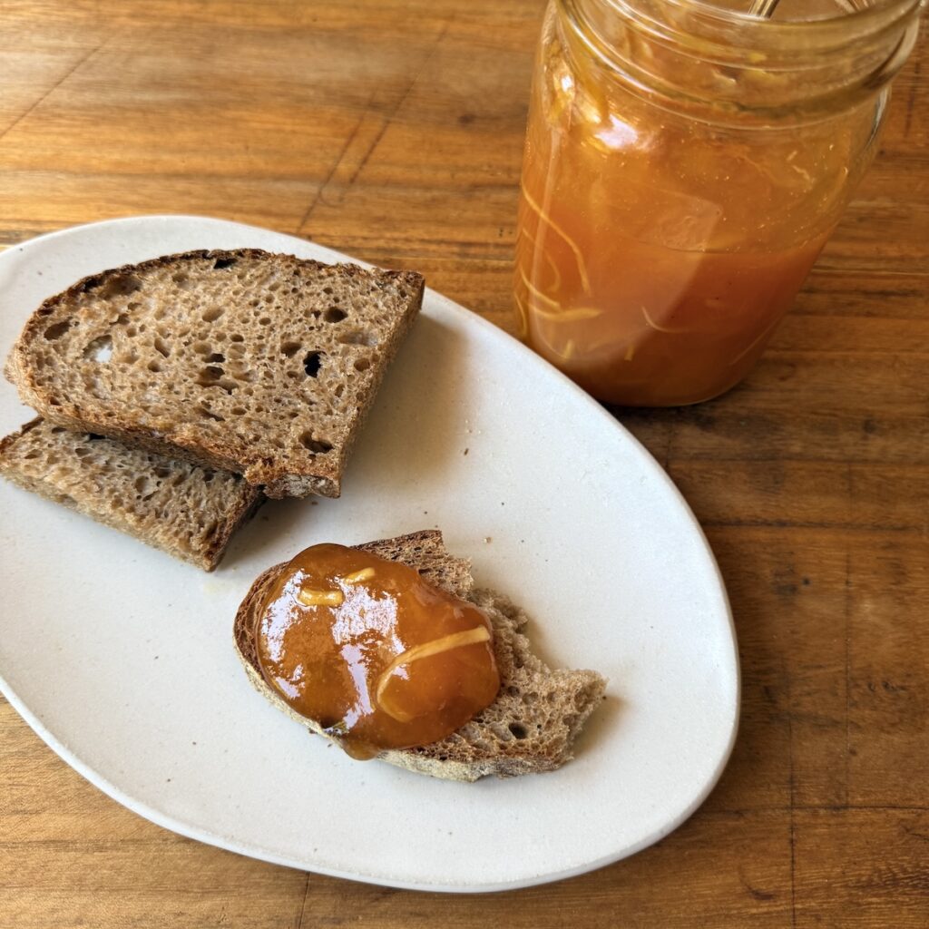 apricot ginger jam on bread