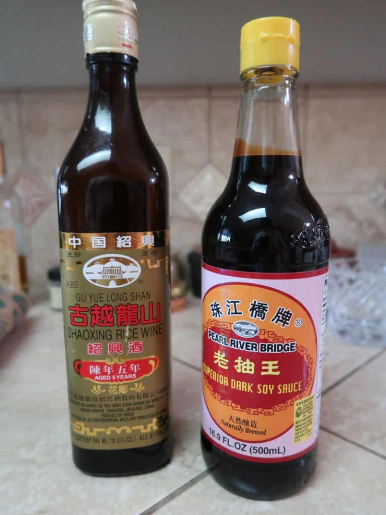 shaoxing and dark soy sauce

