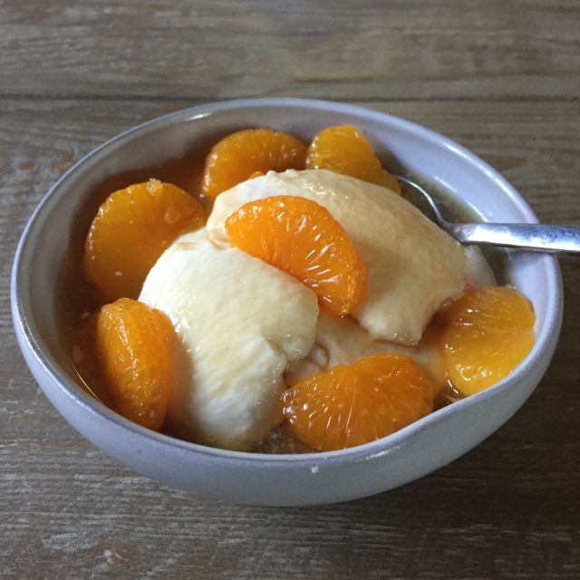 tofu and tangerines with ginger syrup