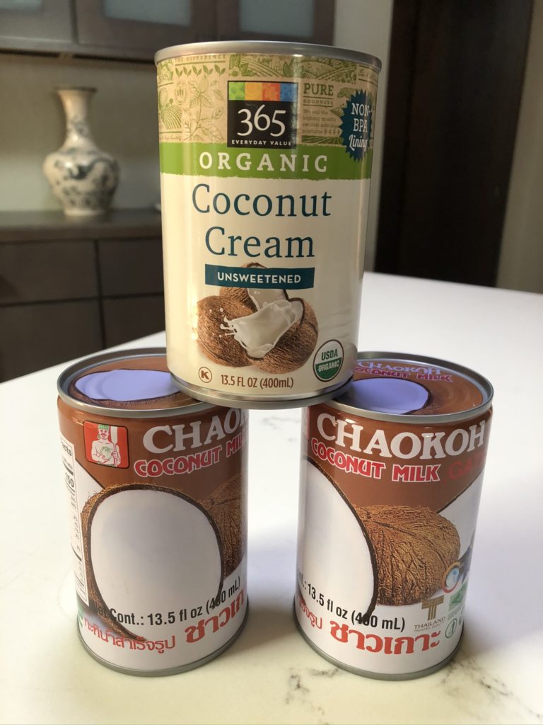 canned coconut milk and cream