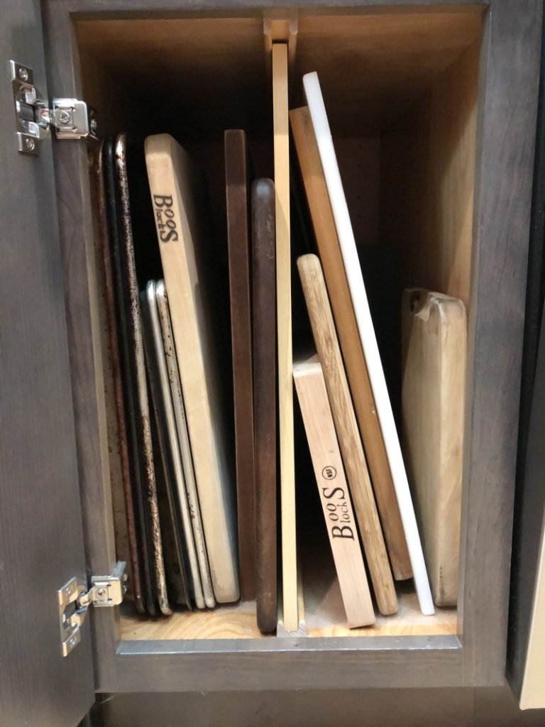 cutting board and baking sheet cabinet