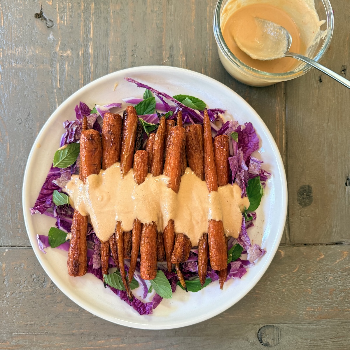 roasted carrot and purple napa cabbage