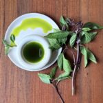 green herb oil made with thai basil