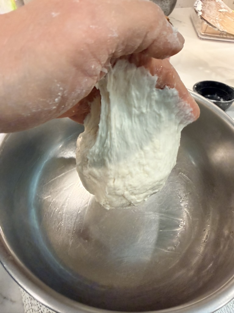 sesame scallion bread is sticky