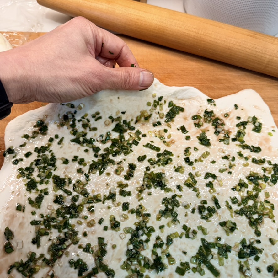 sesame scallion bread manipulation