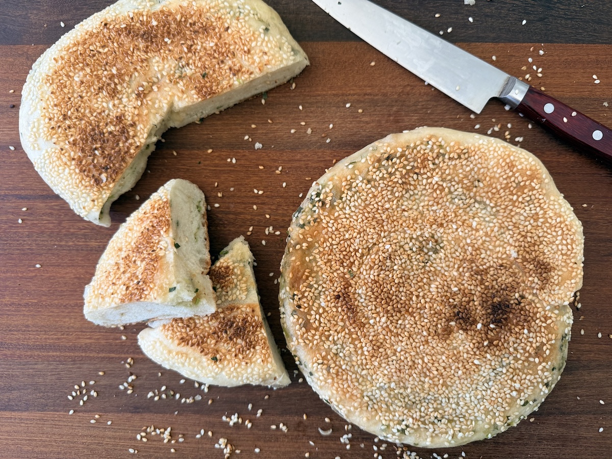 sesame scallion bread finished and ready to eat!