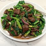 stir-fried beef and collards greens