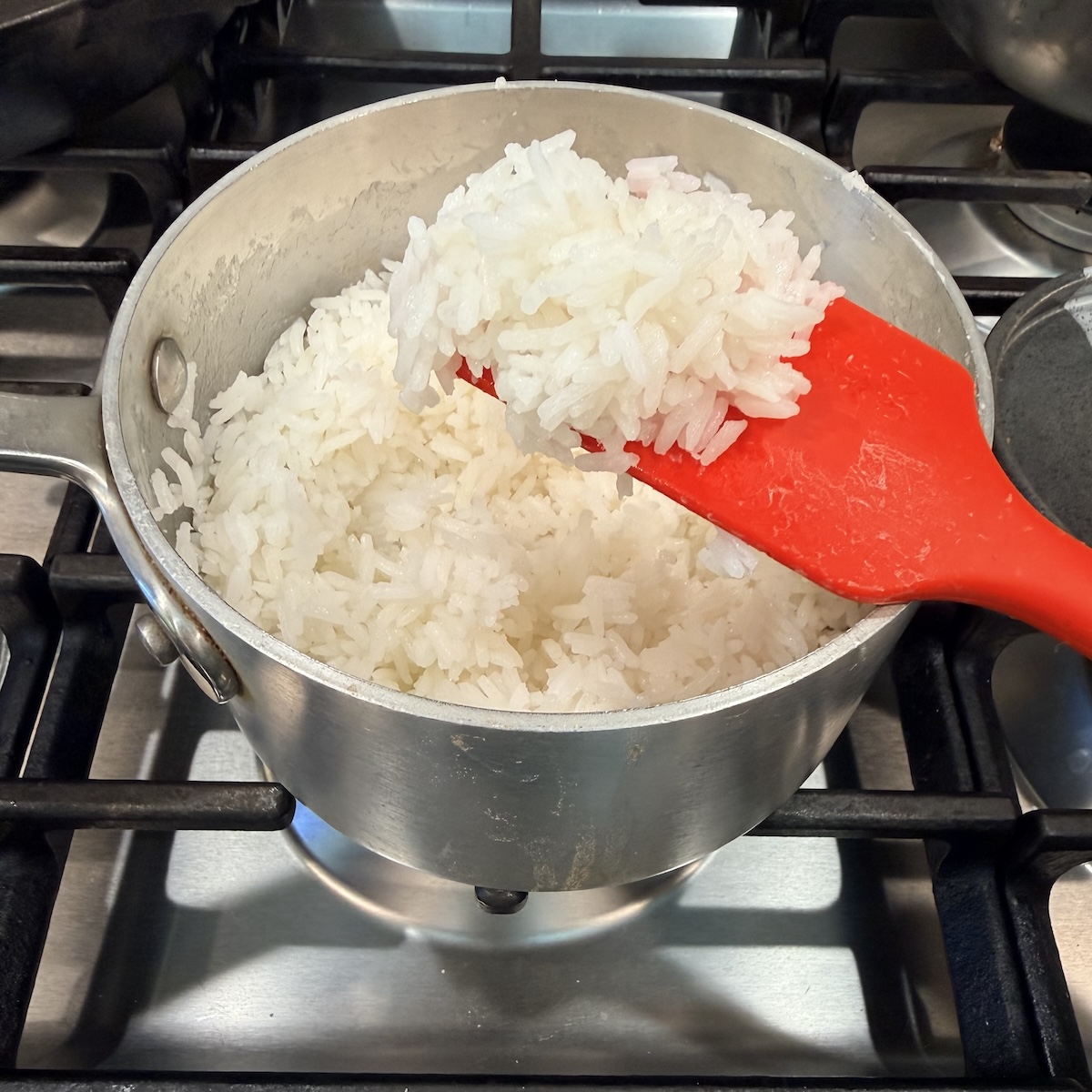jasmine rice in pot