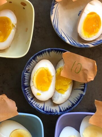 boiled eggs that were steamed square